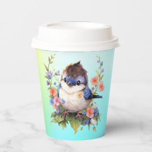 Feen-Vogel-Blumen-Aquarell-Clipart-73610 Pappbecher
