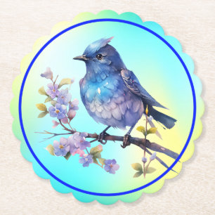Feen-Vogel-Blumen-Aquarell-Clipart-73611 Untersetzer