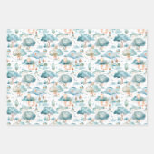 Feen-Waldtiere Blau Geschenkpapier Set (Vorderseite 3)