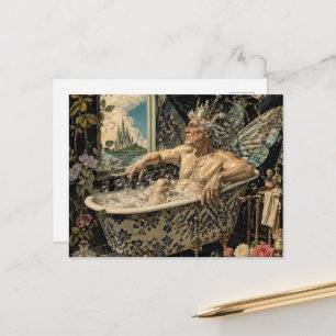 Feenältester Mann in der Badewanne Postkarte