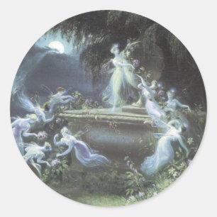 Feenbesuch bei Mondlicht 1832 Runder Aufkleber