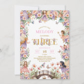 Feenblumen-Einladung zum 3. Geburtstag Einladung (Vorderseite)