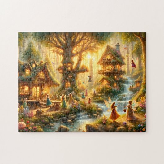 Feendorf Magischer Feenheime Wasserfall Puzzle (Horizontal)