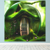 Feenenhaus in einer Glaswand im Mossy-Wald Leinwanddruck (Insitu (Holzboden))