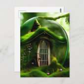 Feenenhaus in einer Glaswand im Mossy-Wald Postkarte (Vorne/Hinten)