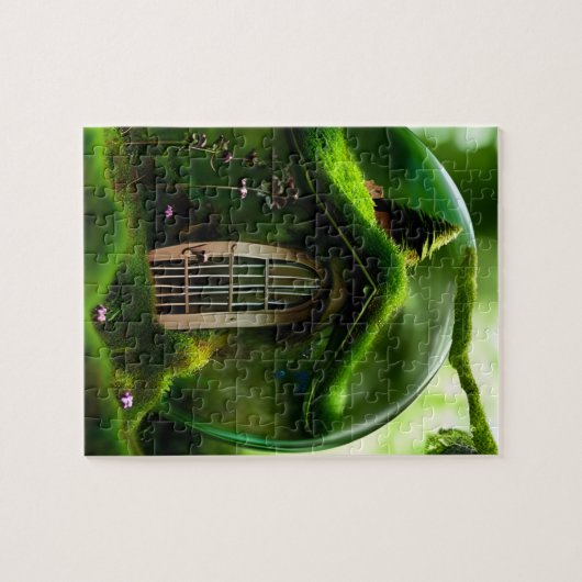 Feenenhaus in einer Glaswand im Mossy-Wald Puzzle (Horizontal)