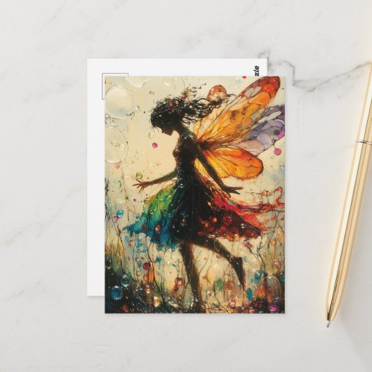 Feenfantasie mit Blasen Postkarte (Vorderseite/Rückseite Beispiel)