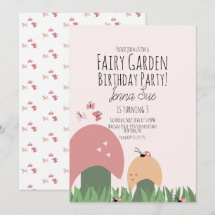 Feengarten 1. Geburtstag Marienkäfer Schmetterling Einladung