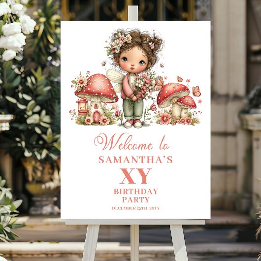 Feengarten 7. Geburtstag Süßes Blumiges Willkommen Poster