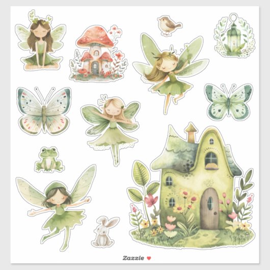 Feengarten Cottagecore Aufkleberblatt – Whimsical Aufkleber (Blatt)