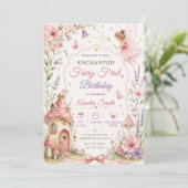 Feengarten Florale Mädchen Geburtstagsfeier Einladung (Stehend Vorderseite)