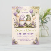Feengarten-Gnom 3. Geburtstag Einladung (Stehend Vorderseite)