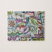 Feengarten - Handgemalte abstrakte Aquarellkunst Puzzle (Horizontal)