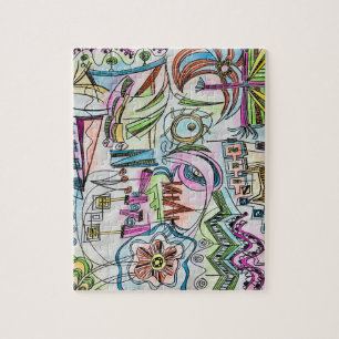 Feengarten - Handgemalte abstrakte Aquarellkunst Puzzle