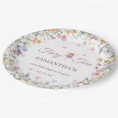 Feengarten mit Wildblumen 2. Geburtstagsfeier Pappteller (Schrägansicht)