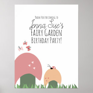 Feengarten Pilze Marienkäfer Schmetterlinge  Poster