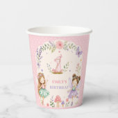 Feengarten zum ersten Geburtstag eines rosa Mädche Pappbecher (Rückseite)