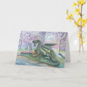 Feenhafte Drache-Gruß-Karte durch Molly Harrison Karte (Gelbe Blume)