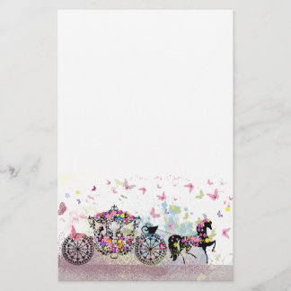 Feenhafte Geschichten-Pferd und Wagen mit Blumen Briefpapier