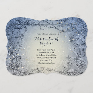 Feenhafte Licht-Whimsy blaue Geburtstags-Party Einladung