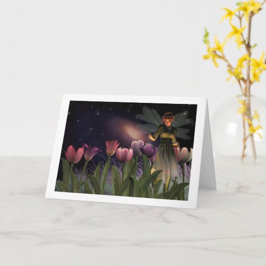 Feenhafte Nachtmagische Grußkarte Karte (Gelbe Blume)