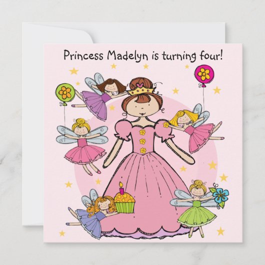Feenhafte Prinzessin Customized Birthday Invites Einladung (Vorderseite)