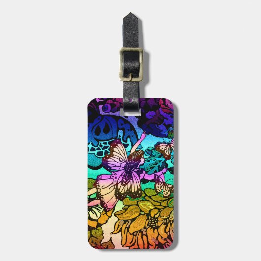 Feenhafte Prinzessin Flying mit Schmetterlingen Gepäckanhänger (Vorderseite vertikal)