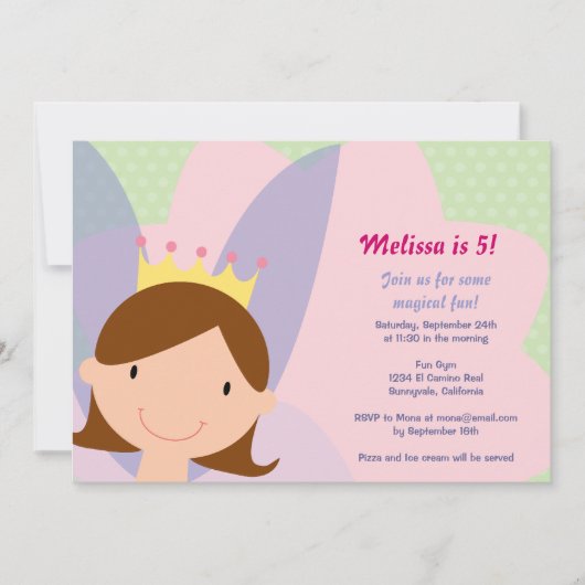 Feenhafte Prinzessin Party Invite Einladung (Vorderseite)