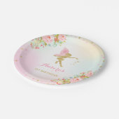Feenhafte Rosa-und Goldpapierplatte 7" Pappteller (Schrägansicht)