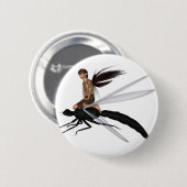 Feenhafter Libellen-Reiter Button (Vorne & Hinten)