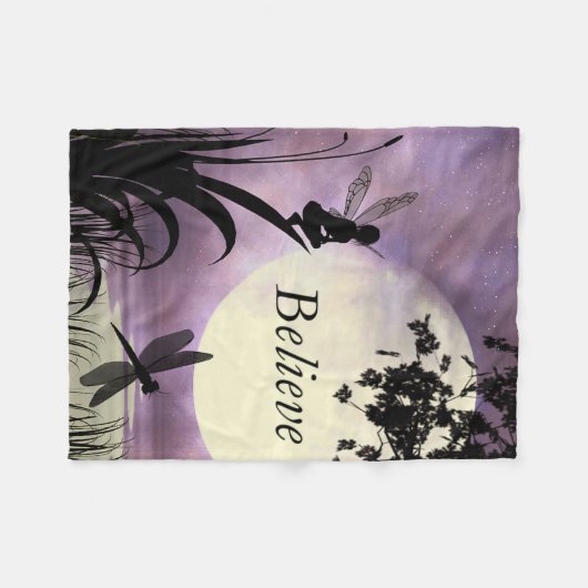 Feenhafter Mondschein glauben Fleecedecke (Vorderseite (Horizontal))
