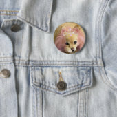 feenhafter Prinzessinhund mit Diamantkrone Button (Beispiel)