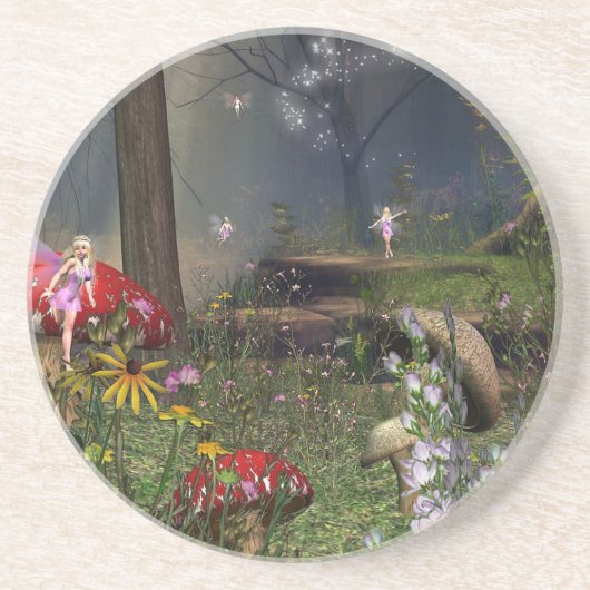 feenhafter WaldUntersetzer Sandstein Untersetzer (Vorne)