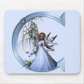 Feenhaftes blaues Monogramm C Mousepad (Vorne)