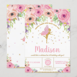 Feenhaftes Geburtstags-Einladungs-Rosa-feenhaftes Einladung