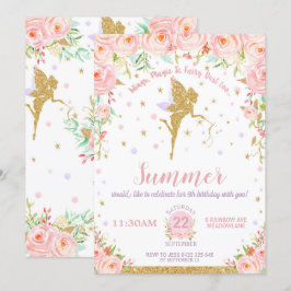 Feenhaftes Geburtstags-Einladungs-Rosa-mit Einladung
