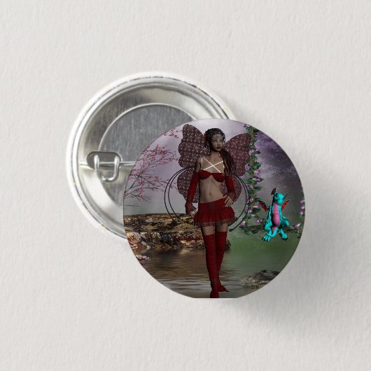 feenhaftes Mädchen-Abzeichen Button (Vorne & Hinten)