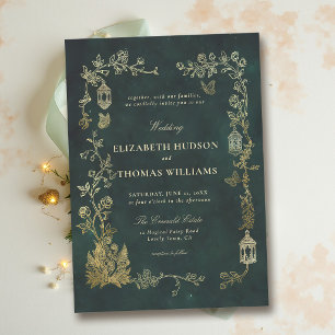 Feenkern Wald Smaragdgrüne Magische Hochzeit Einladung