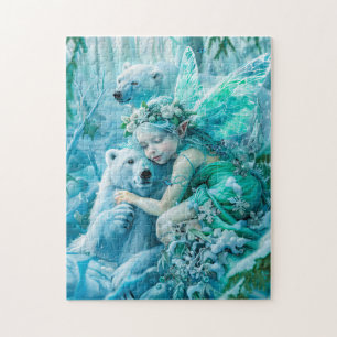 Feenkind und spielerische Eisbären Puzzle