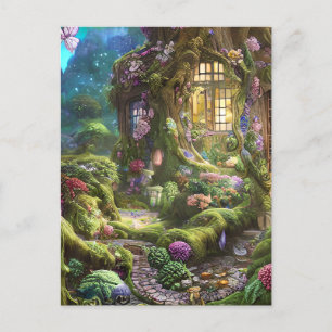Feenland-Wald-Grafik Postkarte