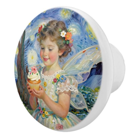 Feenmädchen mit Cupcake| Märchen Keramikknauf (Rechts)