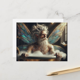 Feenmann Graue Haare im Schaumbad Postkarte