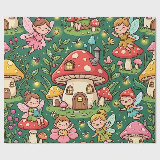 Feenpilzhaus-Geschenkpapier Geschenkpapier (Flach)