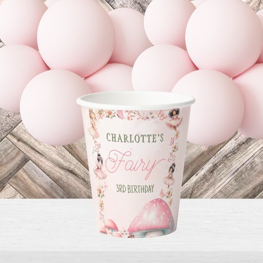 Feenpilzhaus Rosa Geburtstag Papierbecher