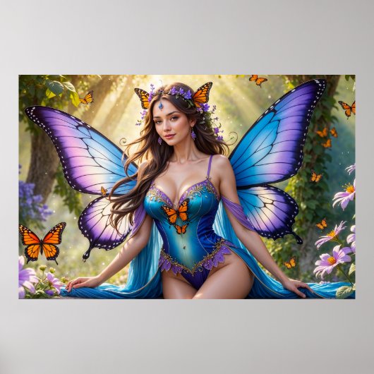 Feenposter mit Schmetterlingsflügeln (1) Poster (Vorne)