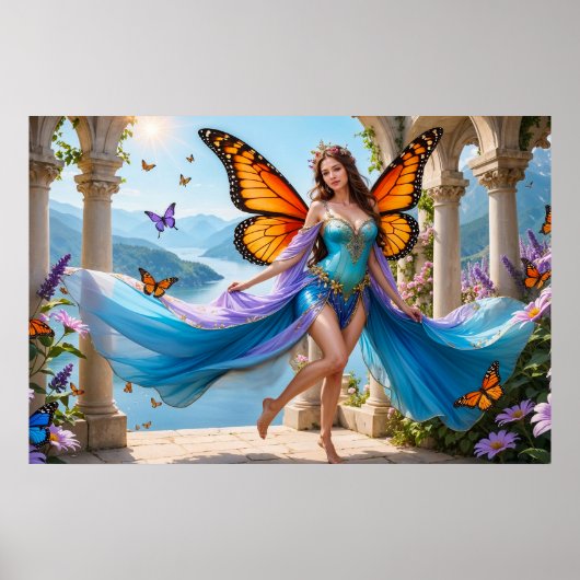Feenposter mit Schmetterlingsflügeln (4) Poster (Vorne)