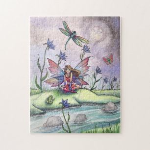 Feenpuzzle mit Libellen und Frosch Puzzle