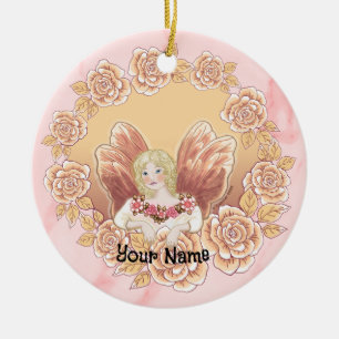 Feenring-Ornament aus Rosen Keramik Ornament