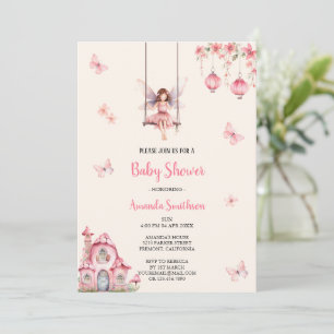 Feenrosa Babydusche Einladung