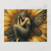 Feenschläfer in einer Sonnenblume Postkarte (Vorderseite)